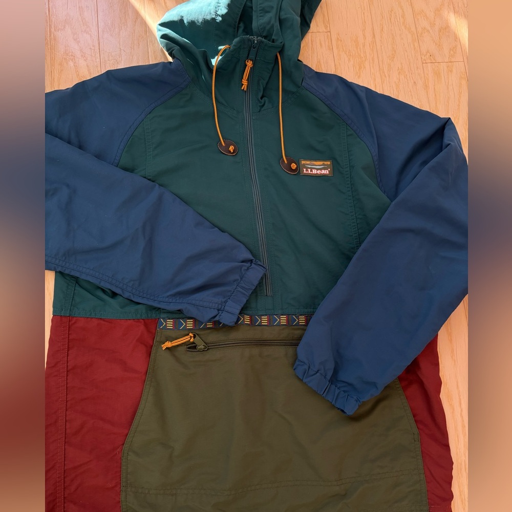 L.L.Bean Colorblock Anorak Jacket Men’s Retro 80s 90s Hooded Windbreaker Size M